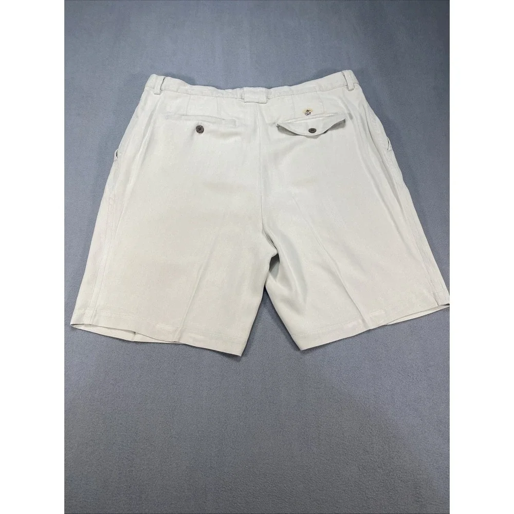 Tommy Bahama Men's‎ Khaki Shorts Size 40 100% Silk Pleated Front Golf Beach